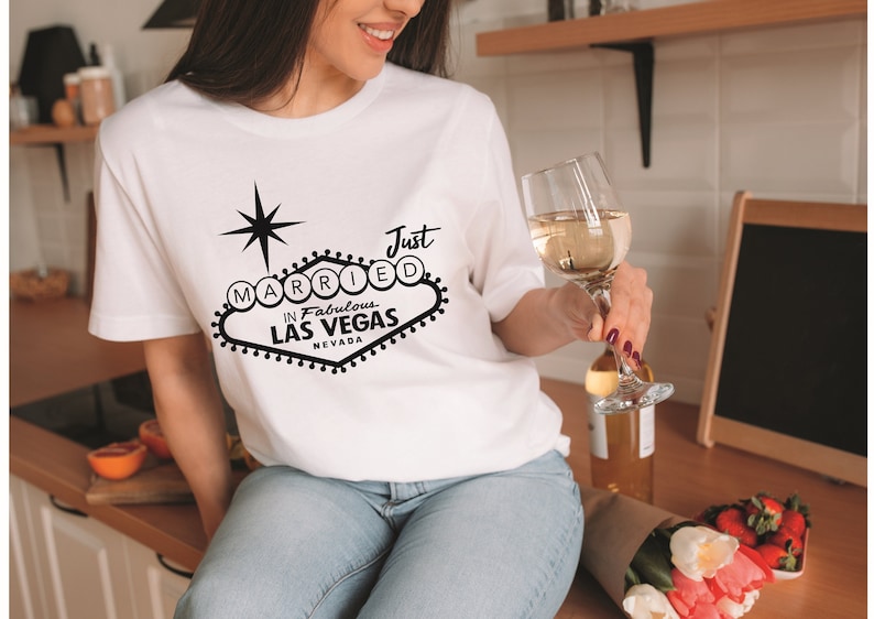 Personalized Just Married In Fabulous Las Vegas Shirt, Wedding Tee, Just Married In Fabulous Las Vegas Nevada, Group Shirt, Team Bride Shirt image 1