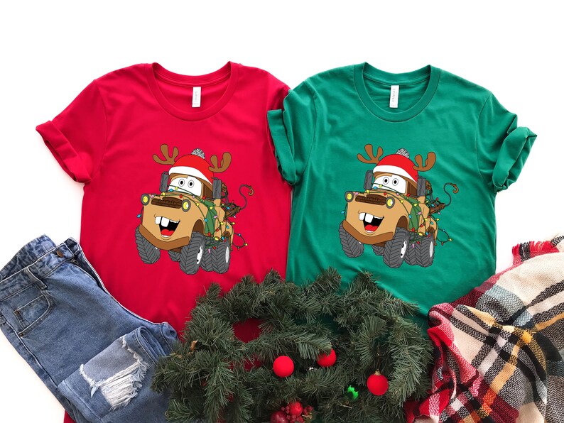 Disney Cars Tow Mater Shirt, Christmas Disney McQueen Shirt, Christmas Funny Shirts, Christmas Disneyland Shirt For Boy, Disneyworld Tee image 2