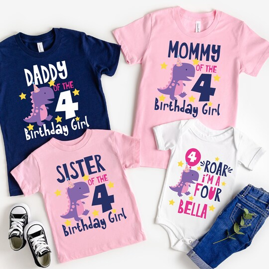 Disover Dinosaur Birthday Girl Family Shirts