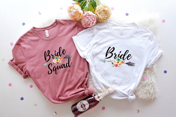 Womens Bachelorette Party Shirts Bride Squad Pink Arrow Womens Bachelorette Party Shirts Bride Squad Pink Arrow