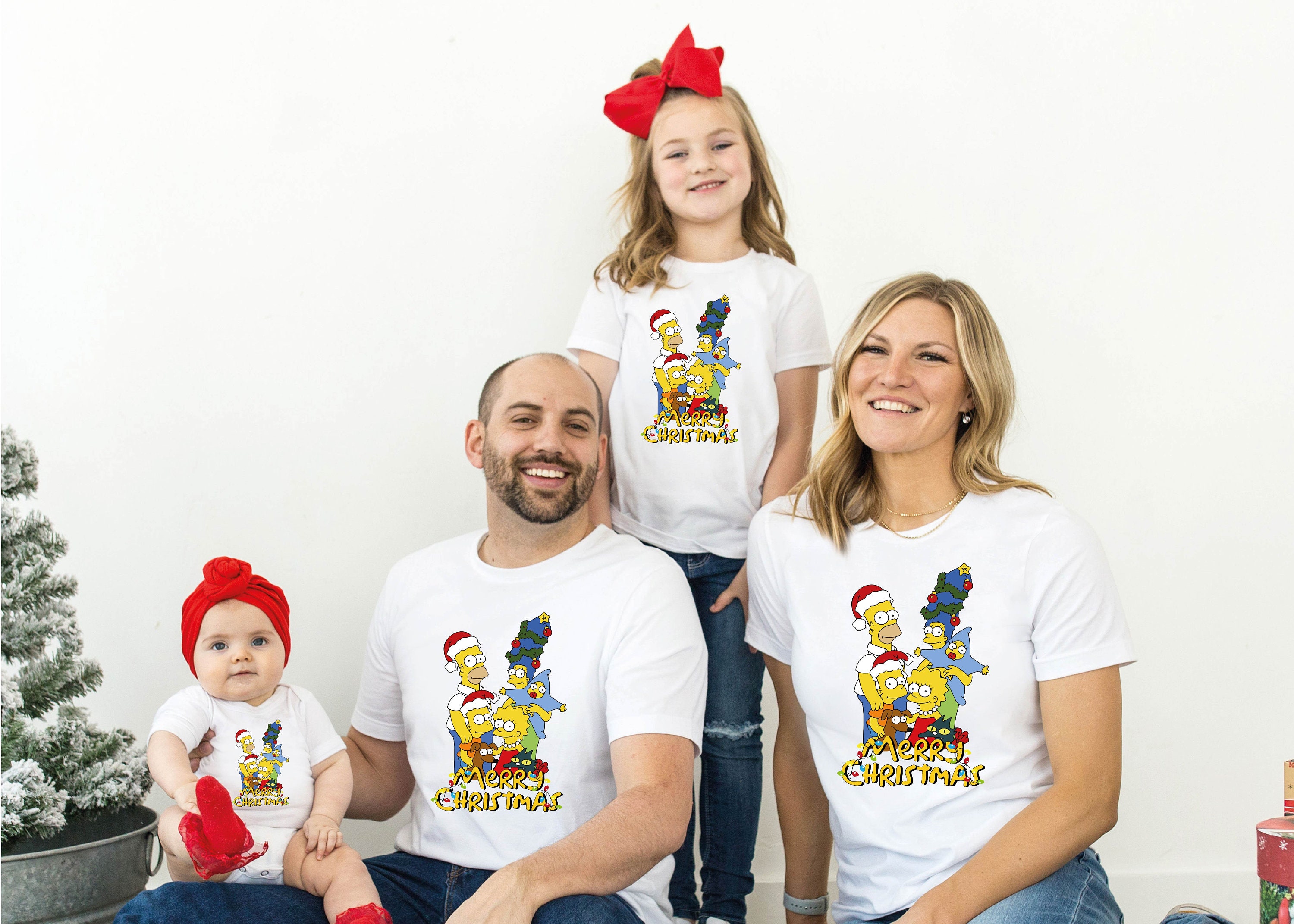 the Merry T Christmas Family Family for Group - Christmas Etsy Vibes, Christmas, Shirt Christmas Gift Matching Simpsons Shirt, Christmas Tee,