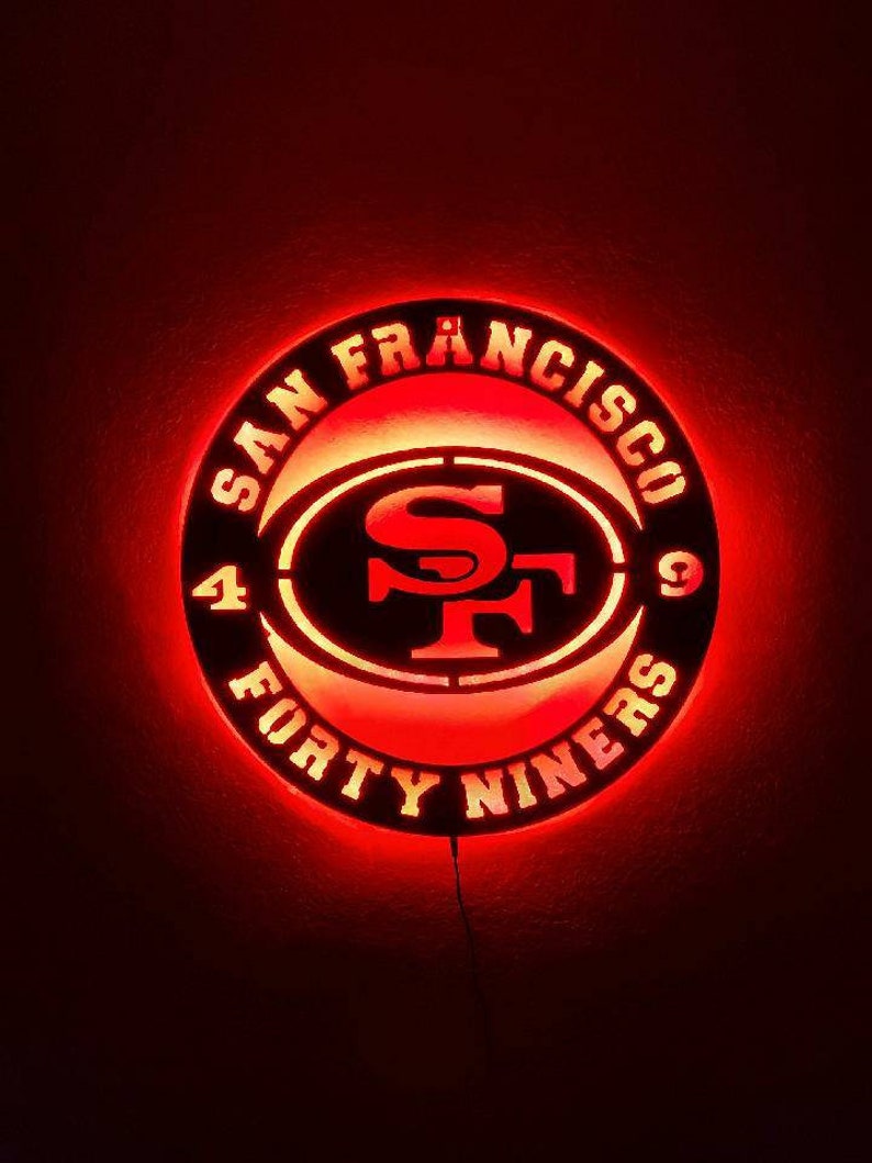 San Francisco 49ers Back-Lit Sign, SF49ers Metal Art Sign, 49ers Back-Lit Metal Sign, San Francisco Football Metal Sign image 1
