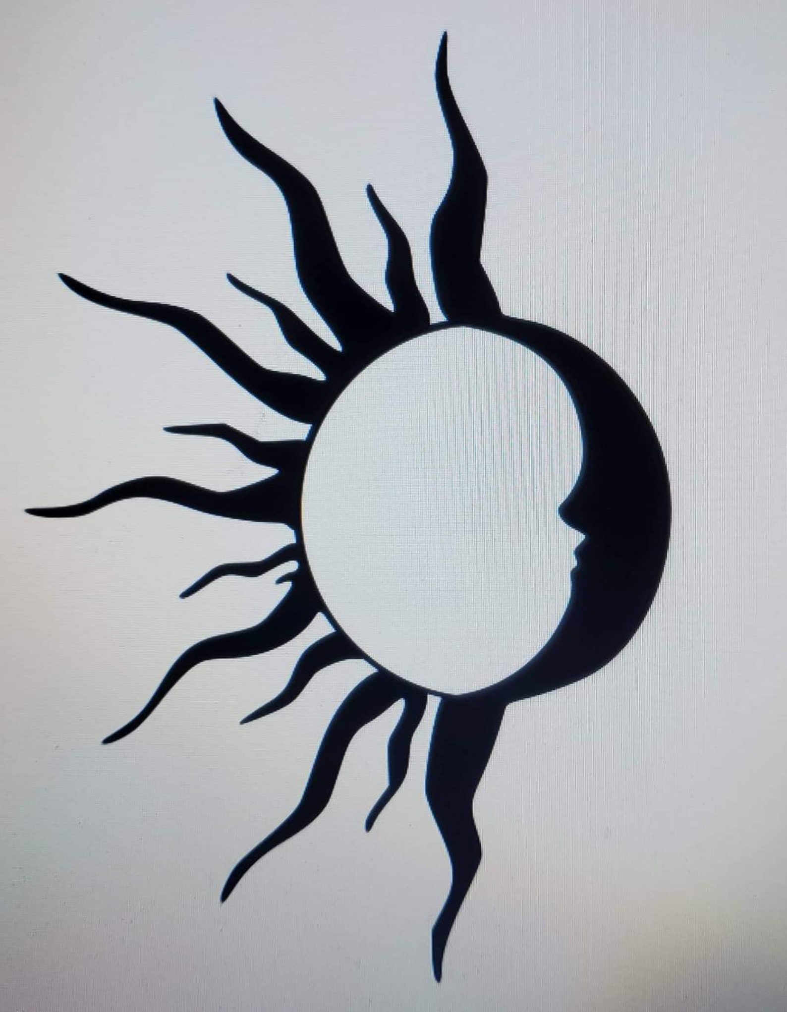 Half Sun Half Moon Metal Art Sign Sun A Blazing Crazy Sun Etsy