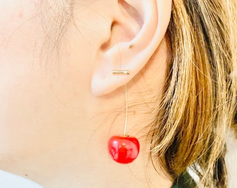 Ear Accessories Gifts For Her Cherry Earrings Kpop Red Earring Unique Jewellery Cherry Bomb Earrings Gift For Friends Dangle Earrings