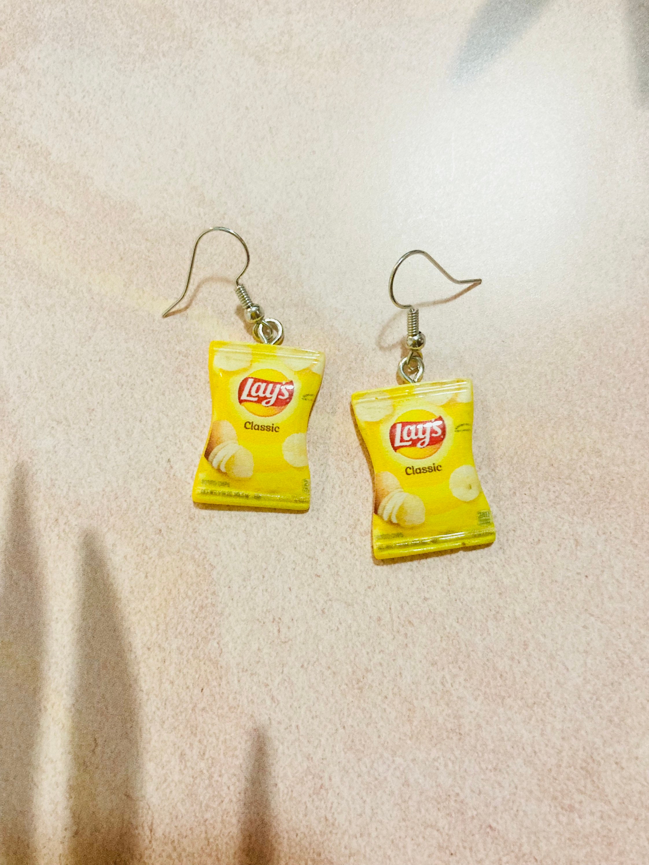 Potato Chips Earrings Snack Tanbo Yellow Kawaii Cute toy Etsy Australia