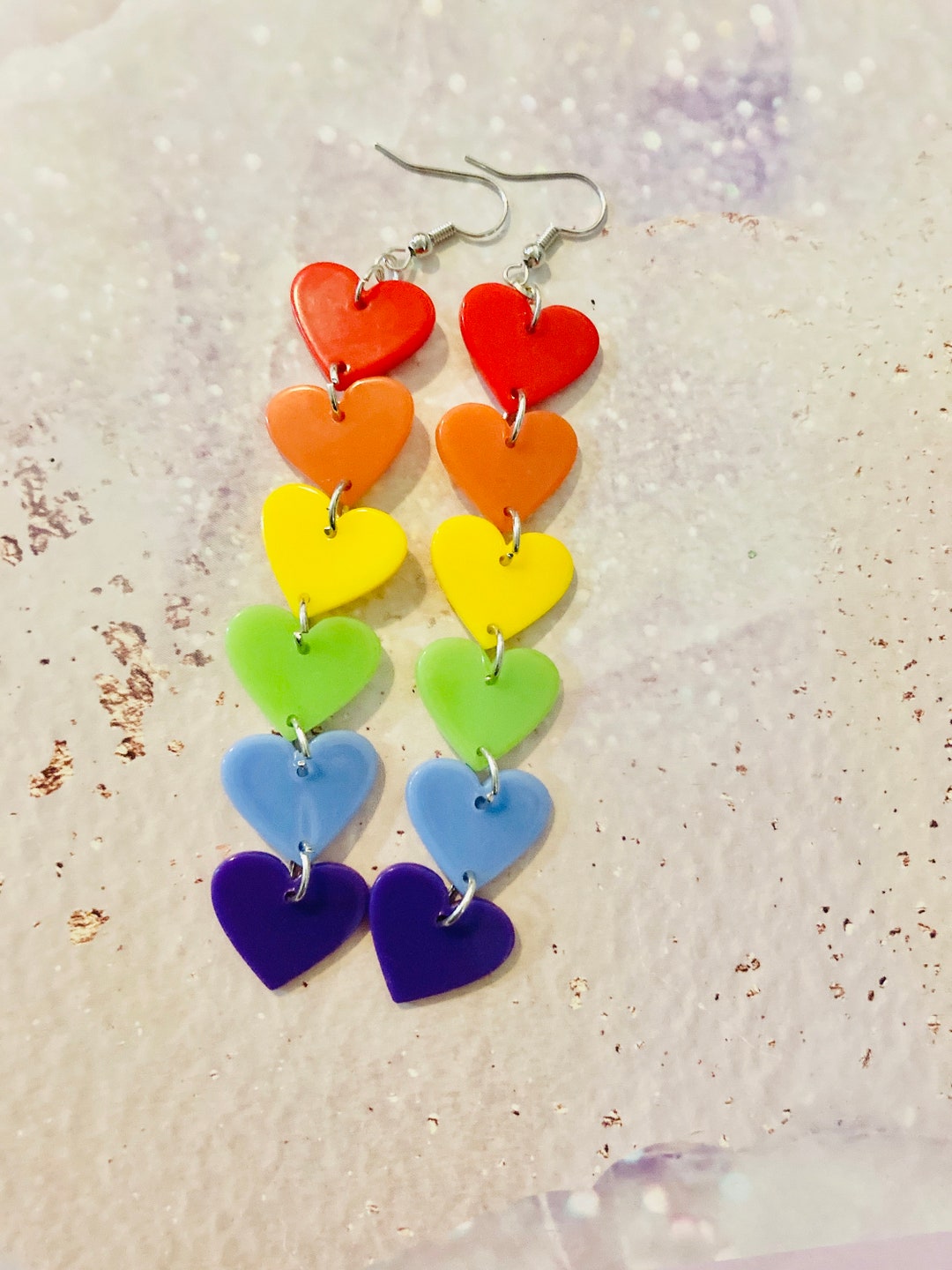 Mikovivi Taschenanhänger Mit Herz - Bunte Regenbogen Perlen Kette