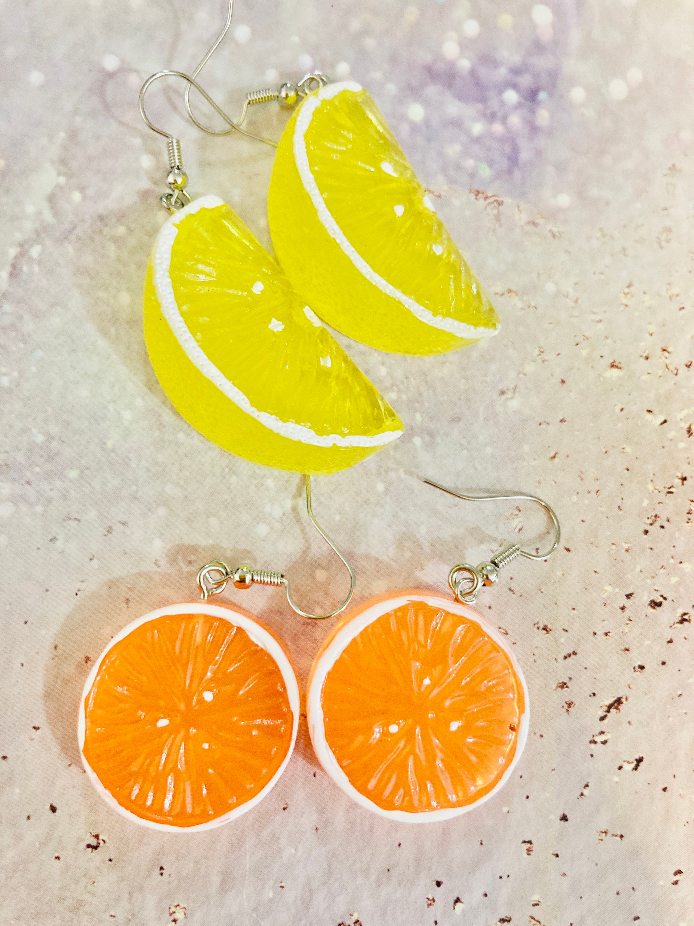 3d Orange Earrings Lemon Earrings Sweet Fruit Display Etsy Uk