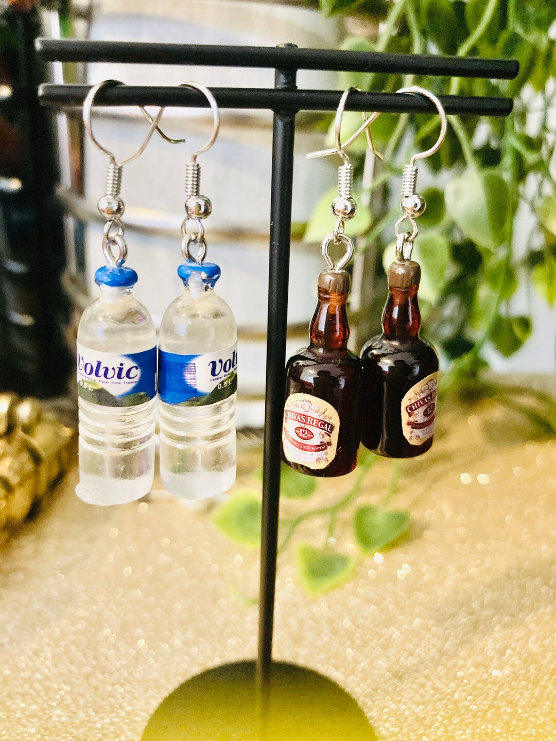 Water Bottle Earrings Whiskey Earrings Faux Goods Display Etsy UK