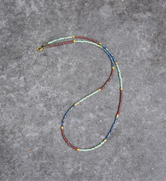 Southwestern Native Style Beaded Cuff Bracelet - Handmade, Adjustable, Glass Seed Beads - View #7