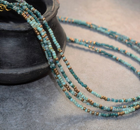  Delicate Sterling Silver Chain Seed Bead necklace Minimalist Beaded  Necklace Boho MultiColor SeedBeads necklace gift for her (turquoise colored  and dark red Beads necklace) : Handmade Products