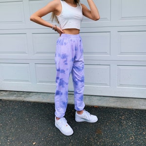 Tie dye sweatpants purple Clearance