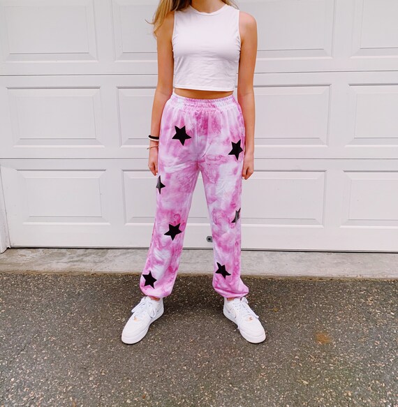 tie dye sweatpants pink