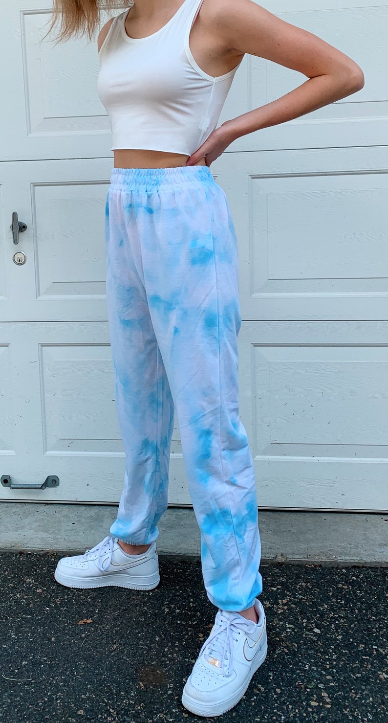 Blue Tie Dye Sweatpants Etsy
