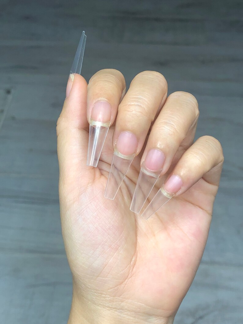 Preshaped Coffin Half Cover Nail Tips and Box Etsy