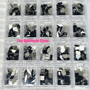 400 pieces jet black nail crystals gems rhinestones