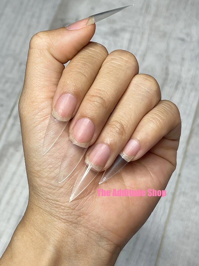Medium Length Stiletto Half Cover Nail Tips With Box Etsy