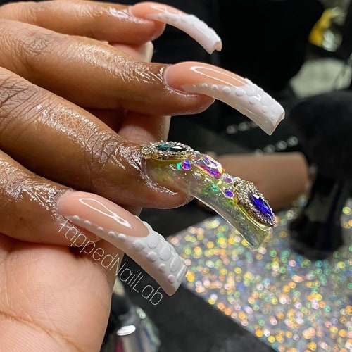 Curved Square 90s Half Cover Nail Tips Etsy