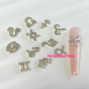 12 Pieces Zodiac Rhinestones nail charms