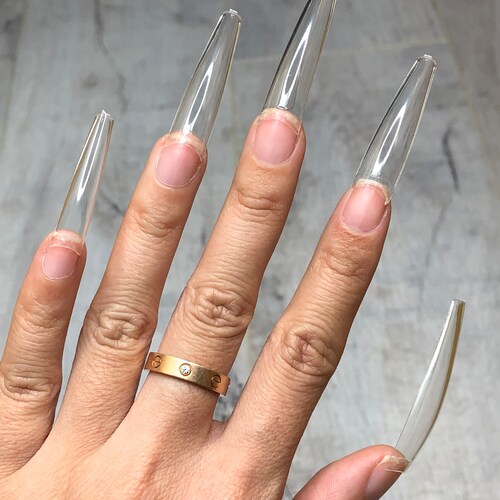 500 Pieces Tapered Coffin With No Ccurve Half Cover Nail Tips Etsy