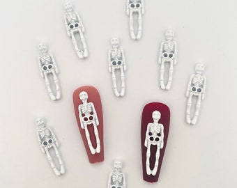 White 10 pcs skeleton Halloween nail charms