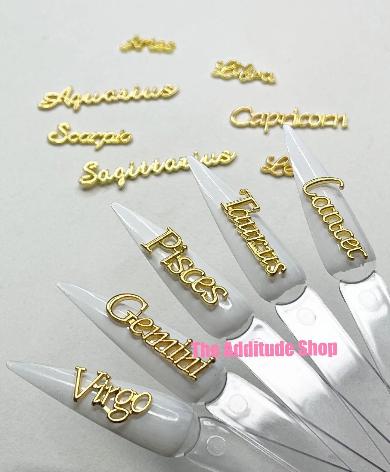 Zodiac words 3D nail charms