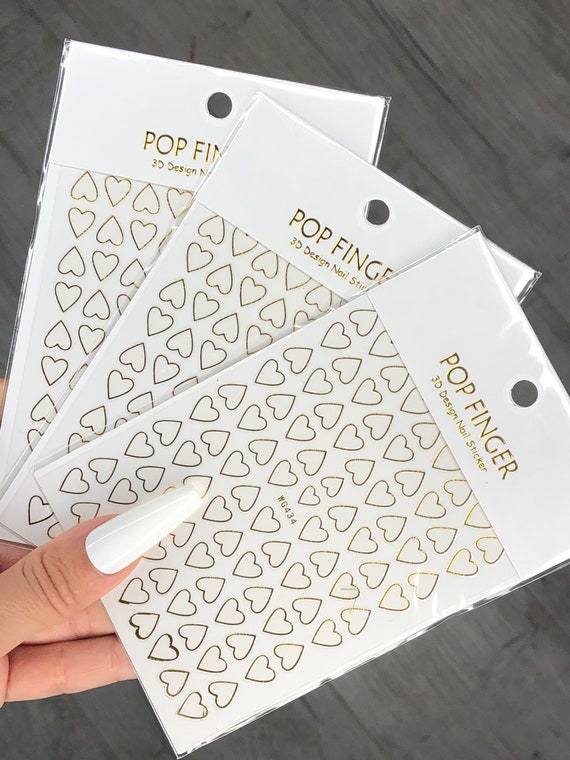3 packs gold hearts nail stickers Nail Decals Jewelry & Beauty