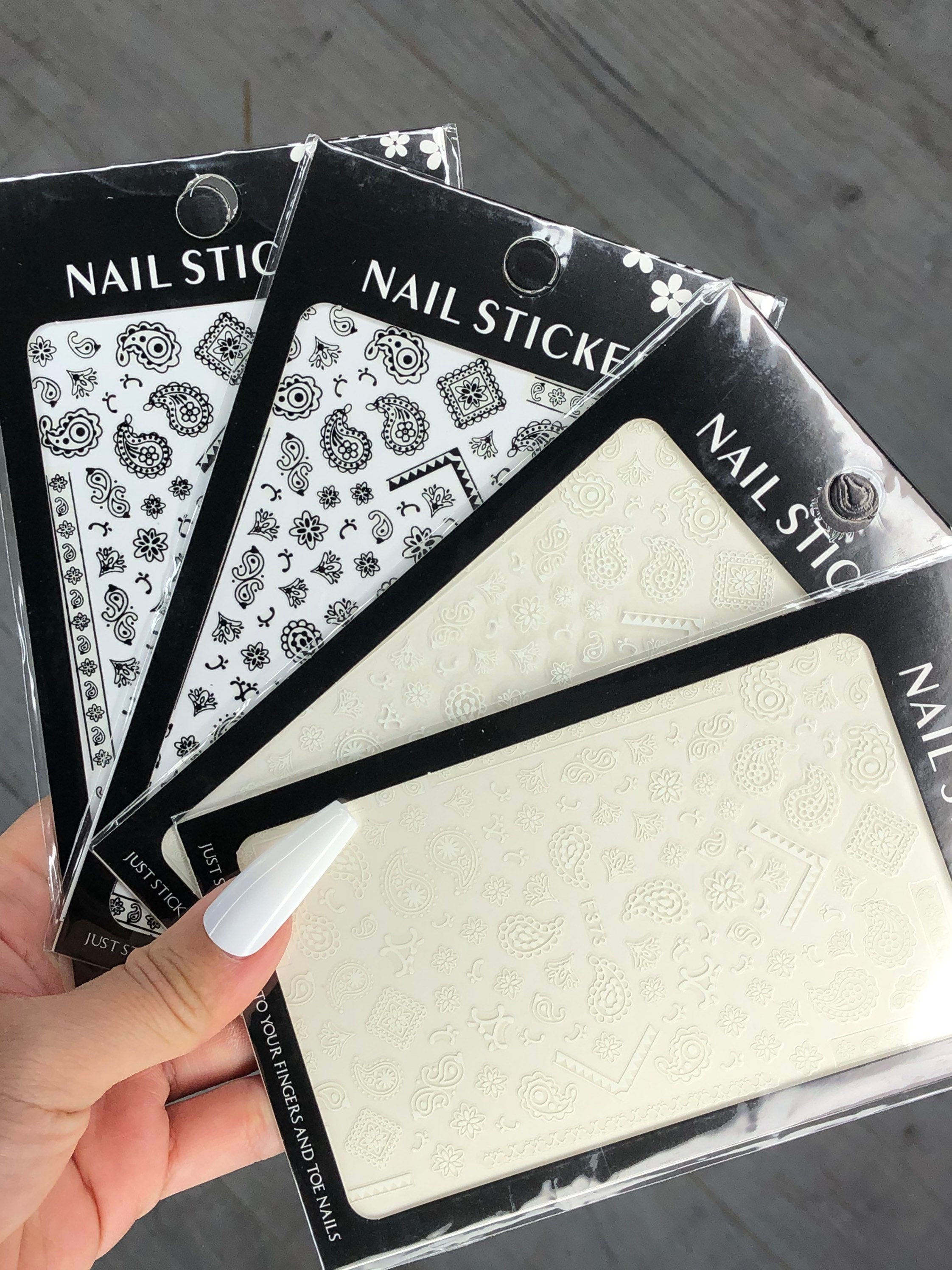 2 White Bandana 2 Black Bandana Nail Stickers Etsy