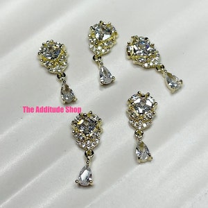 5 pieces zircon Gold chandelier dangling nail charms