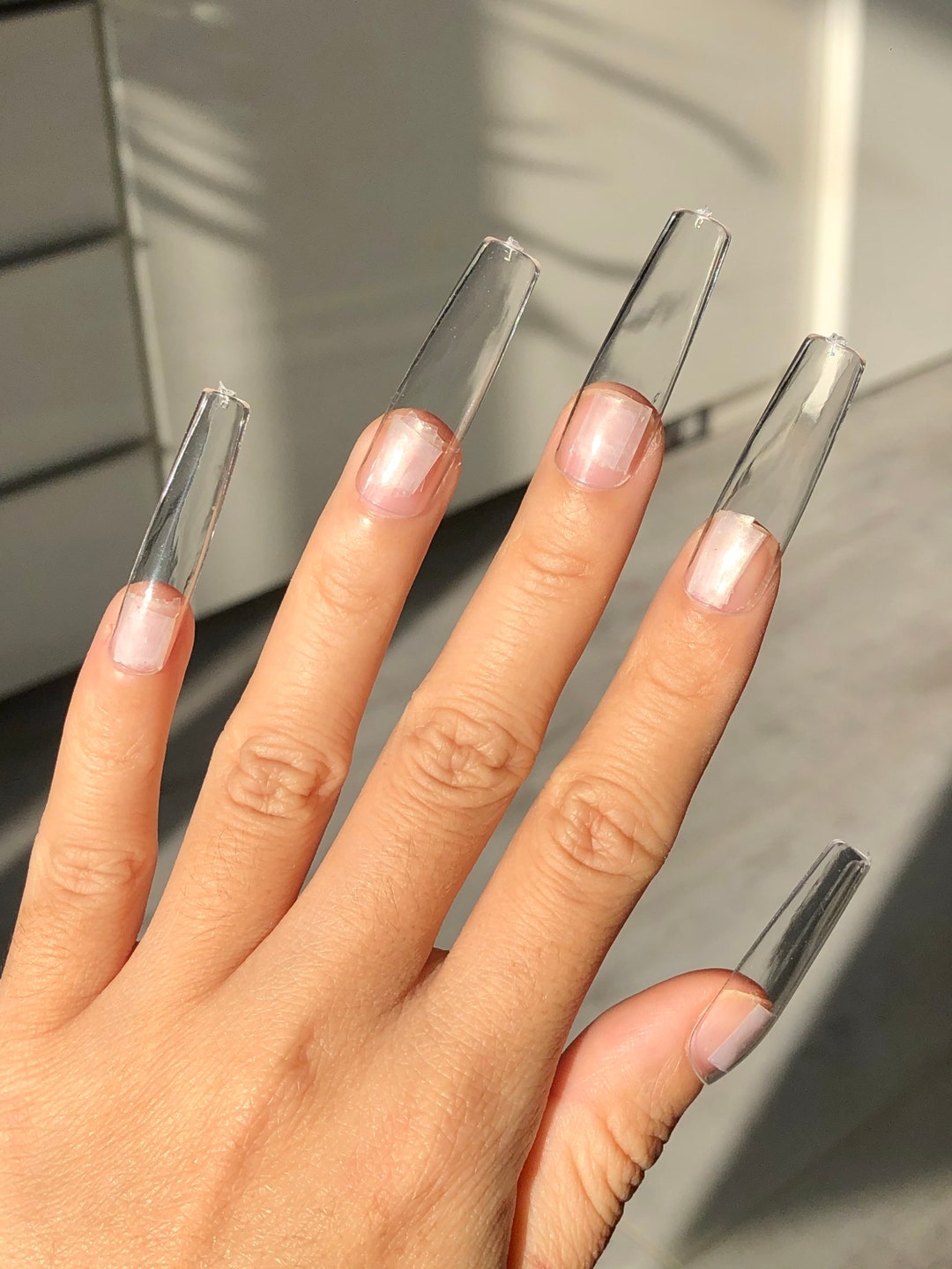 Tapered Square Louis Vuitton French Tip Acrylic Nail 