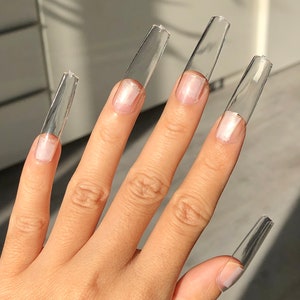 500 pieces Long Tapered square full soft gel coverage nail tips