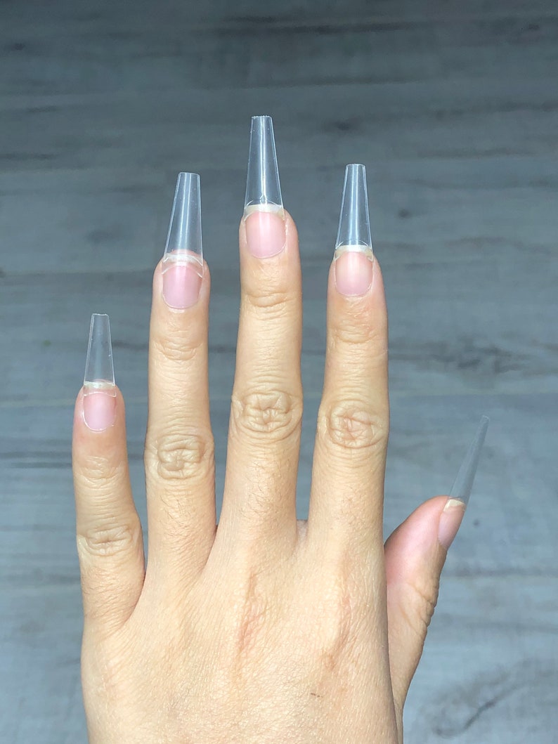 Preshaped Coffin Half Cover Nail Tips and Box Etsy