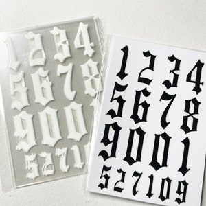 12 sheets oversized nail number stickers in black and white