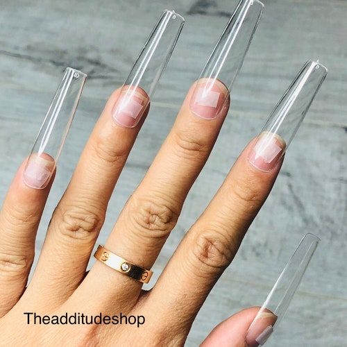 Medium Length Stiletto Half Cover Nail Tips With Box Etsy