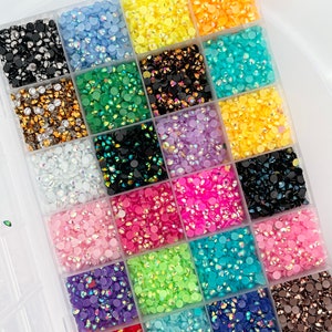 24 grids resin nail rhinestones charms