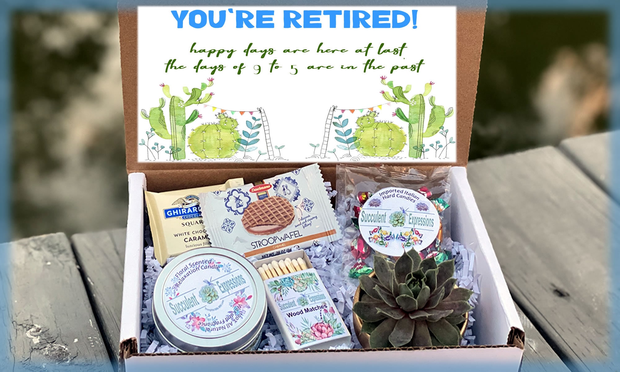 YOU'RE RETIRED Care Package - Succulent Gift Box - Retirement Gif…