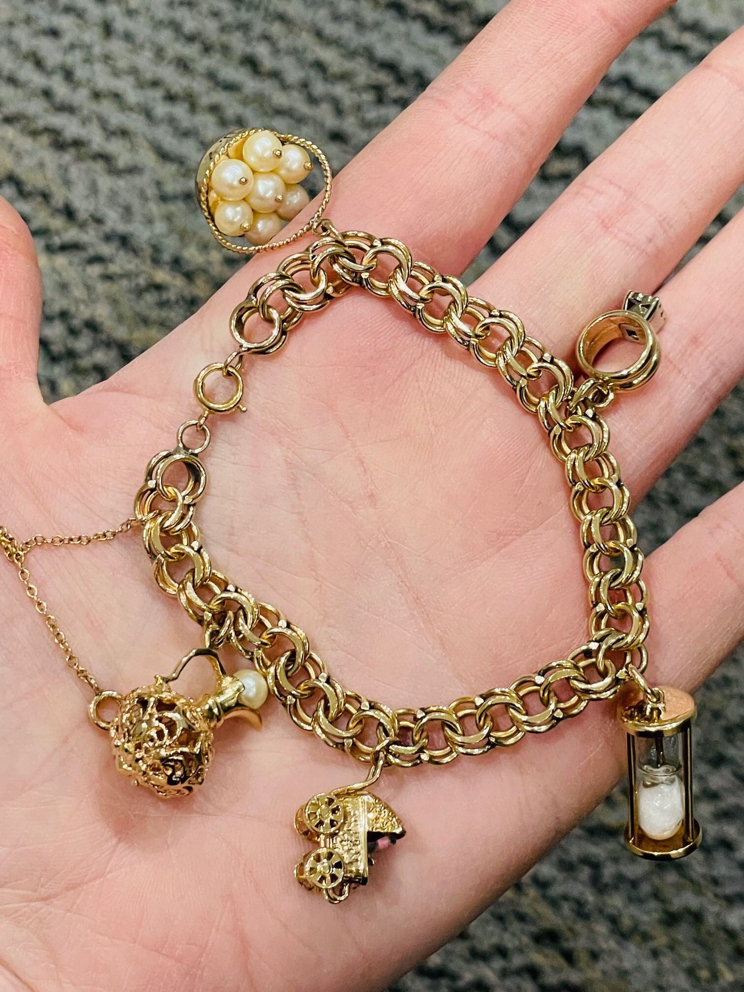 14K Yellow Gold Double Link Charm Bracelet