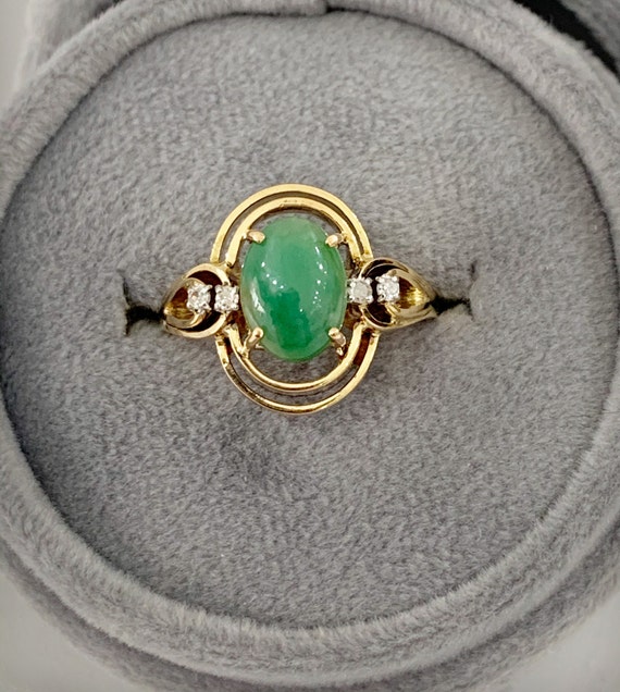 Mid-Century Art Deco Styled Jade Ring