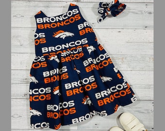 Denver Broncos Football Fan Baby Infant Dress or Headband