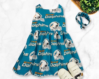 Miami Dolphins Football Fan Baby Infant Dress or Headband