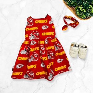 Kansas City Chiefs Football Fan Baby Infant Dress or Headband