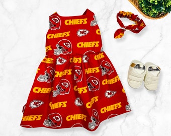 Kansas City Chiefs Football Fan Baby Infant Dress or Headband