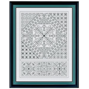Cuadrados de jardín en Blackwork