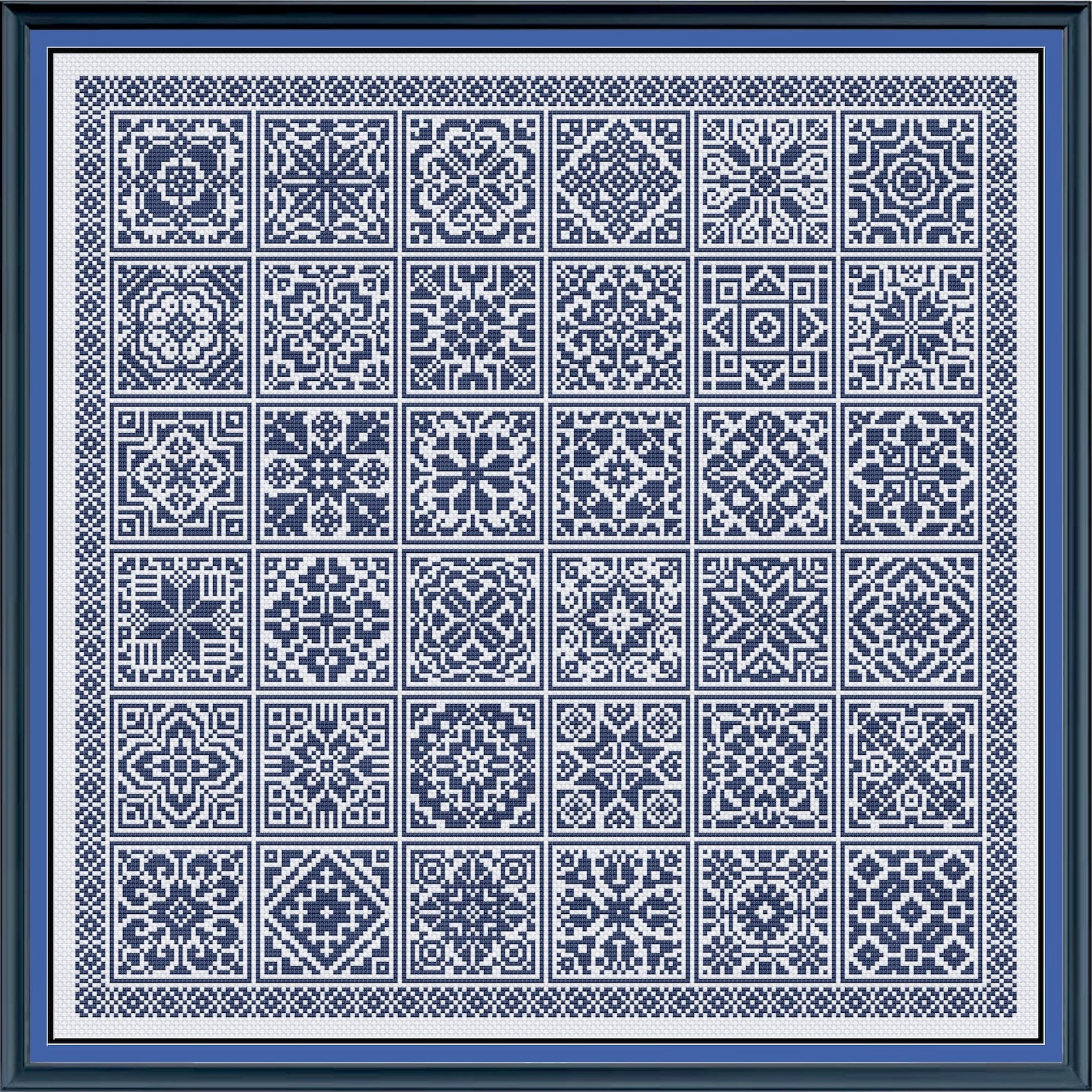 Cross Stitch Tiles - Embroidery Sampler Pattern - Etsy