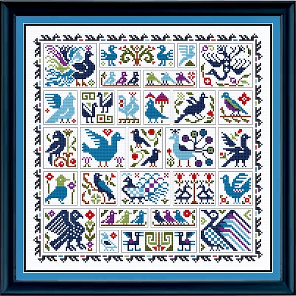 Heritage Birds - Cross Stitch Sampler Pattern