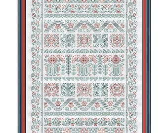 Blackwork Floral Band Sampler - Embroidery Pattern