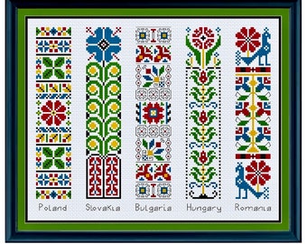 Marcadores patrimoniales 4: Europa central y oriental - Patrón de punto de cruz