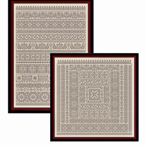 Två egyptiska svartbroderiprover - Broderimönster
