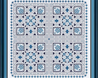 Portuguese Tiles - Blackwork Embroidery Sampler Pattern