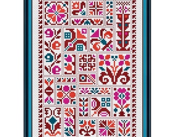 Palestinian Flowers - Cross Stitch Sampler Pattern