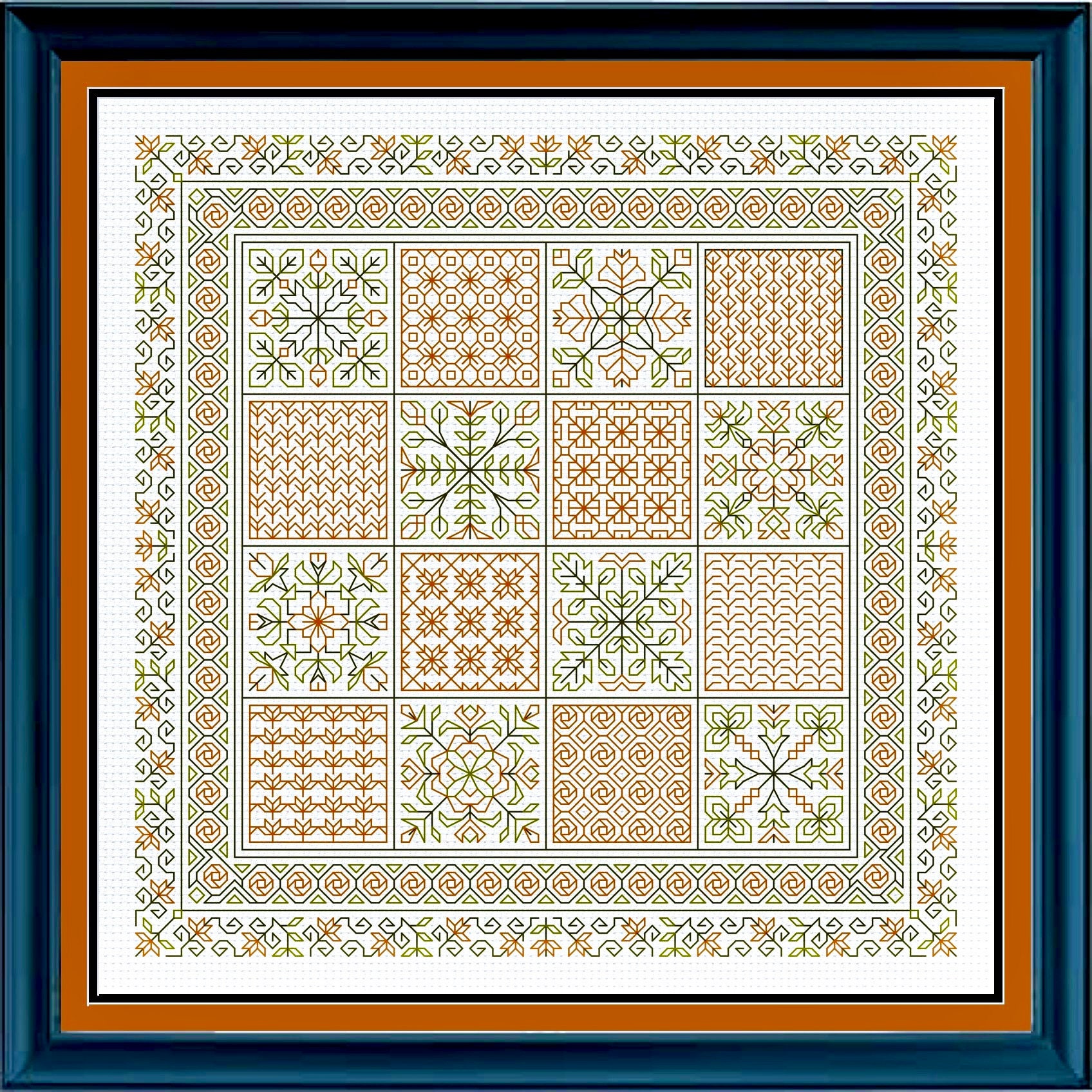 Blackwork Flowers - Embroidery Sampler Pattern - Etsy